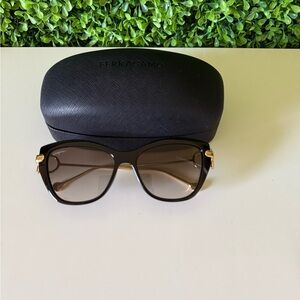 Salvatore Ferragamo Black Sunglasses with Gold Details